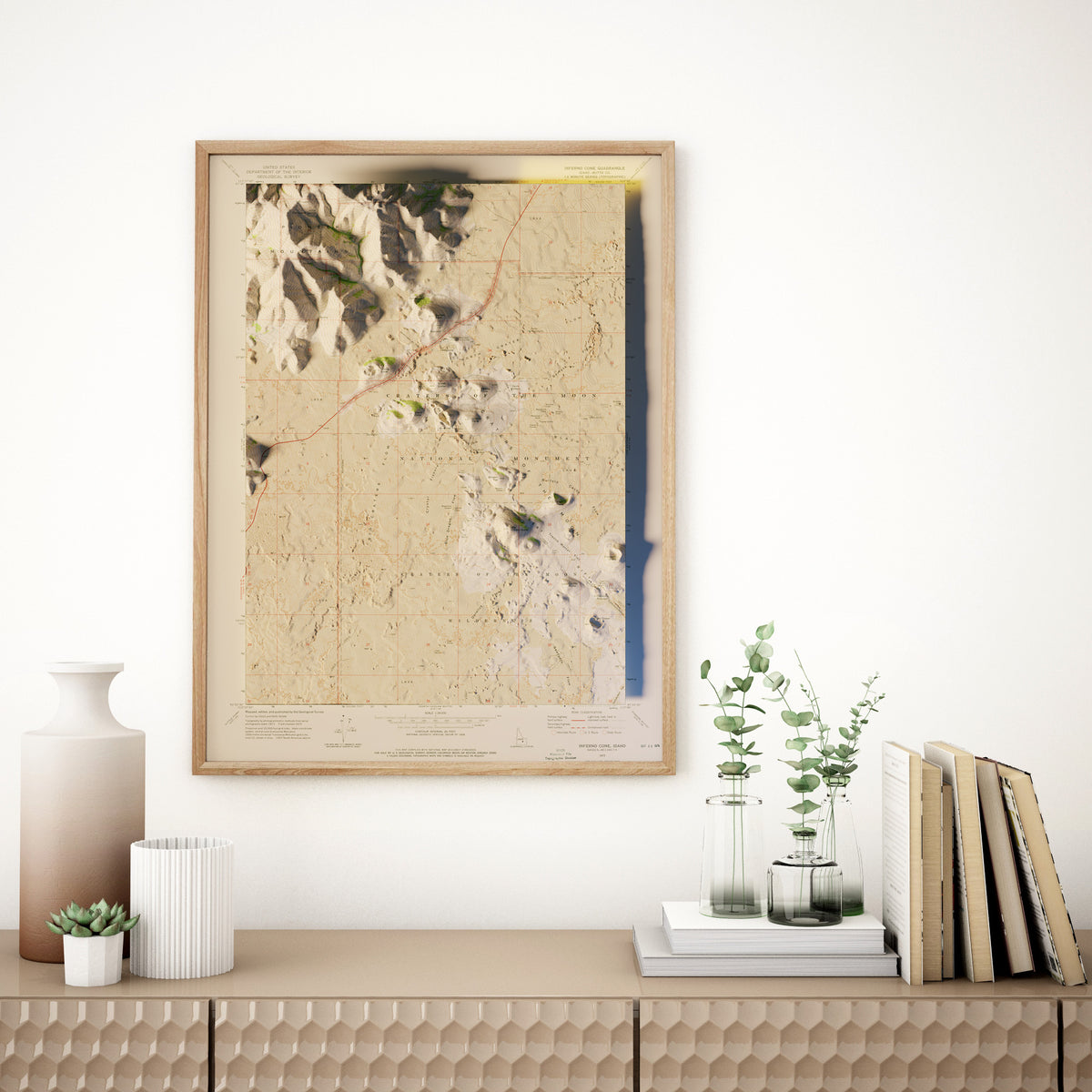 Craters of the Moon National Monument Map Poster - Shaded Relief  Topographical Map