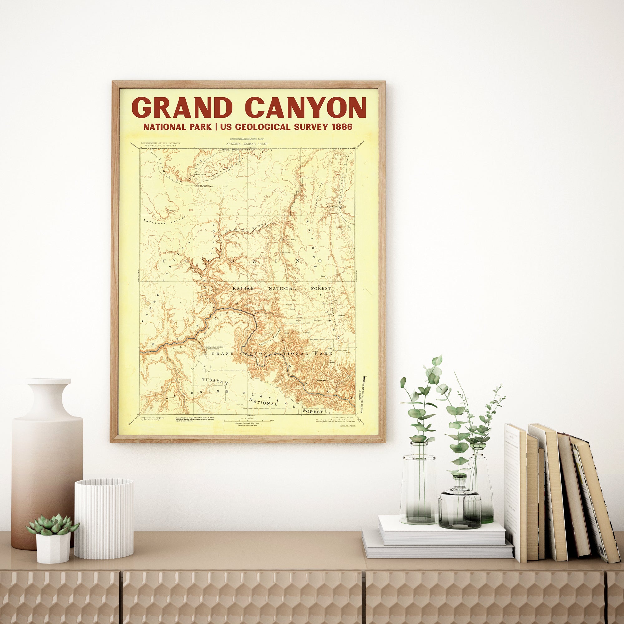 Grand Canyon Poste Adventure | – Vintage 1886 National National Responsibly Park Map USGS Park